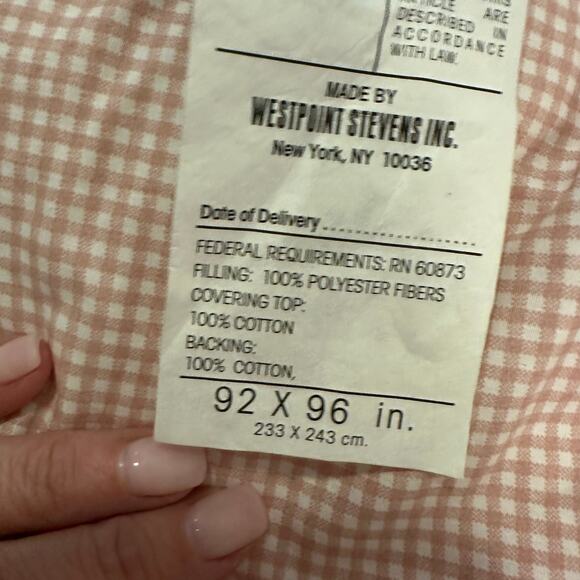 Ralph Lauren RARE Wendy Pink Gingham Check Plaid Comforter Queen Hand Quilted - Picture 6 of 7